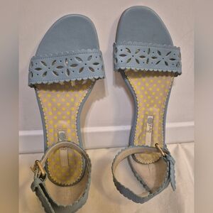 NWT Women's Boden Cottagecore Light Blue Scalloped Ankle Strap Sandal US sz 6.5+